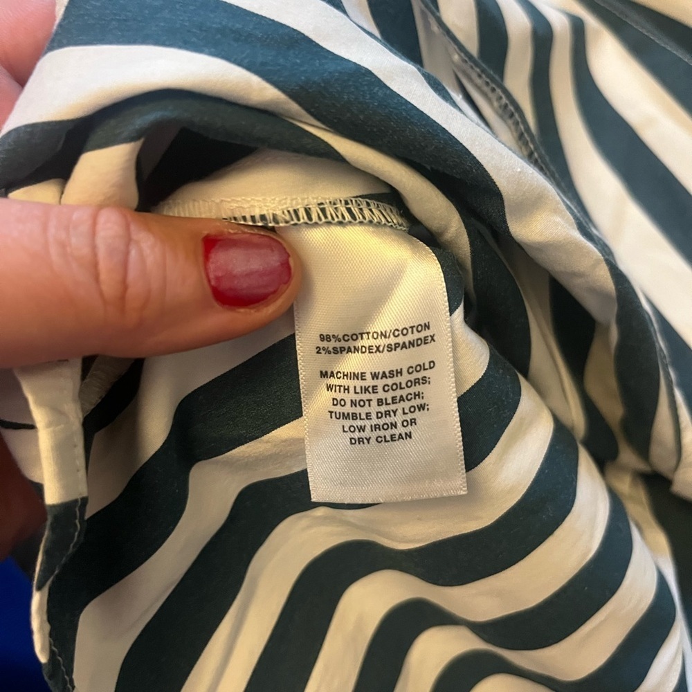 Lafayette 148 New York Blue and White Striped Wrap Blouse - Picture 6 of 11